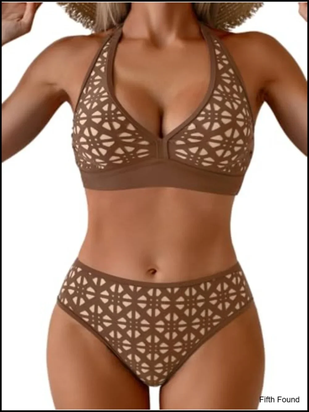 Halter V Neck Bikini Set with Removable Pads Backless Swimwear